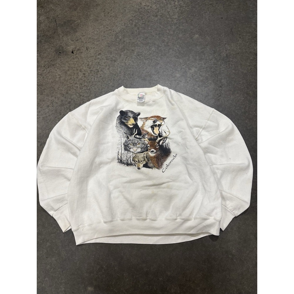 Vintage 90s Colorado Animal Nature Crewneck Sweater Size XL